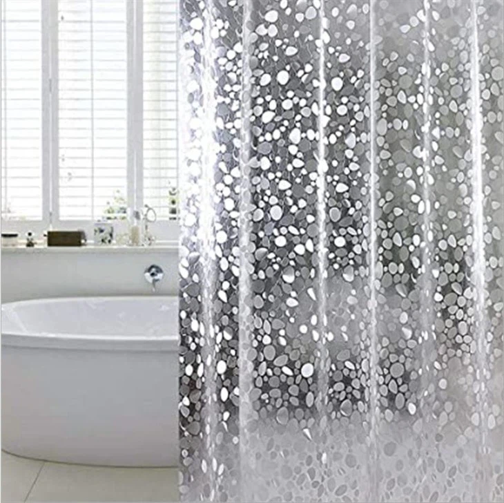 3D Water Cube Translucent Shower Curtain Waterproof Curtain Anti-stick Body Thickened Anti-mold Curtain Bathroom